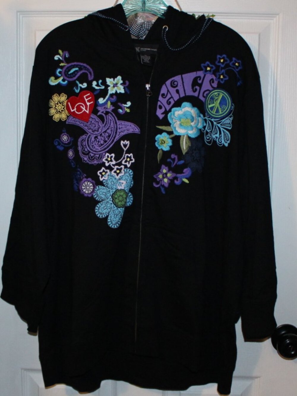 NWOT INC International Concept "Love & Peace" Women's Hoodie 3X STUNNING!!